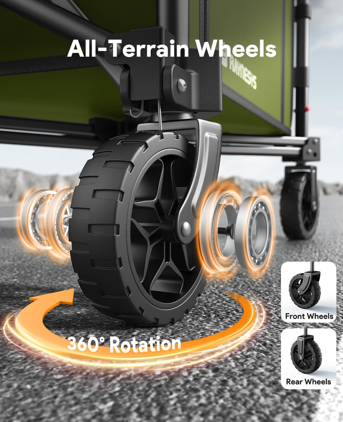 Raynesys beach-ready wagon supports gear for a relaxed day by the shore.