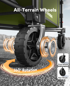 Raynesys beach-ready wagon supports gear for a relaxed day by the shore.