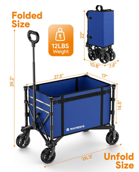 Raynesys Collapsible Wagon all-terrain wheels enable smooth outdoor movement.