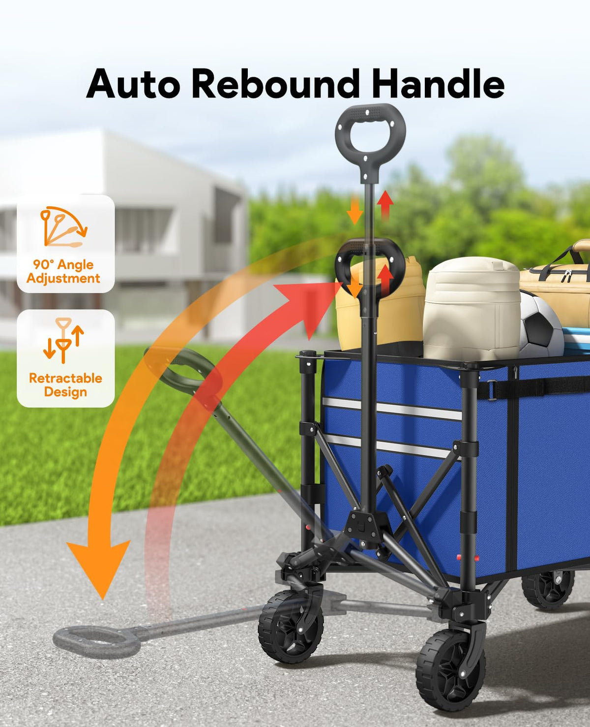Raynesys Collapsible Wagon handles adjust automatically for comfortable use.