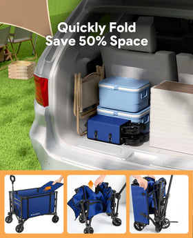 Raynesys Collapsible Wagon suits groceries, camping, beach days, and pet transport.