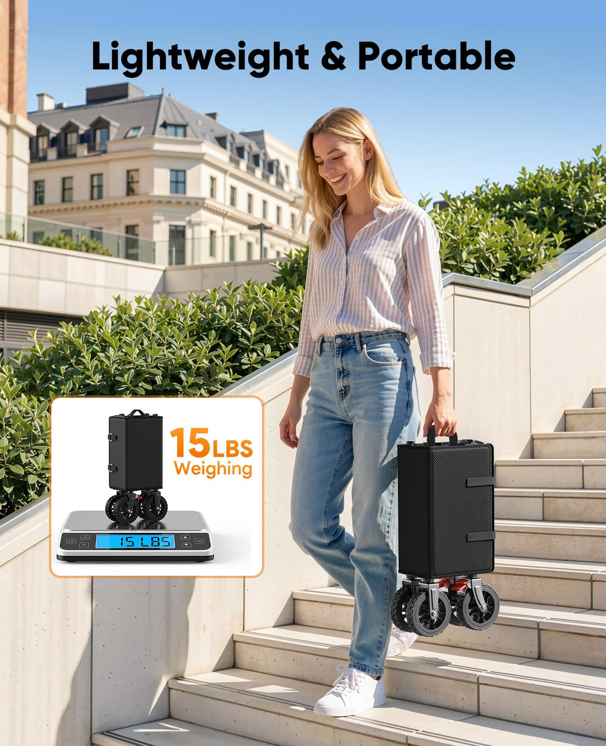 Raynesys adjustable handle extends up to 40 inches for comfort