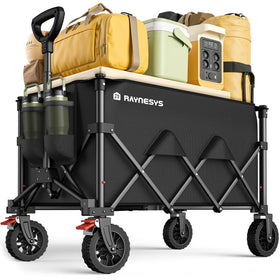 Raynesys foldable wagon with 150L interior capacity for groceries and gear