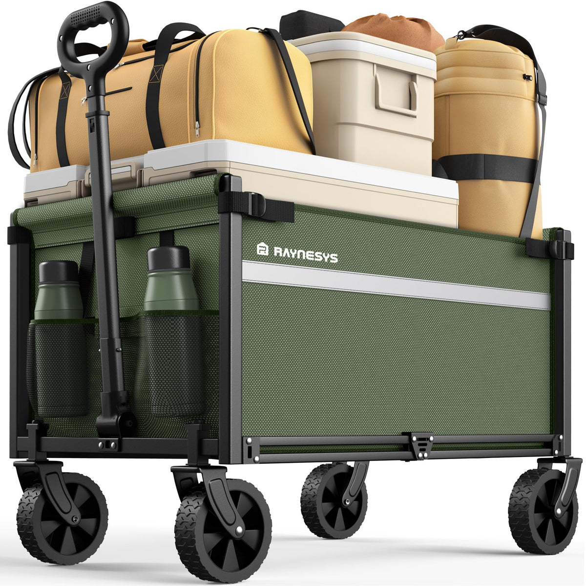 Raynesys foldable wagon setup demonstrates quick assembly for everyday errands.