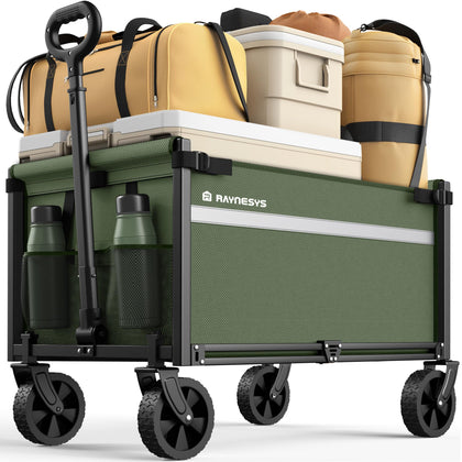 Raynesys foldable wagon setup demonstrates quick assembly for everyday errands.