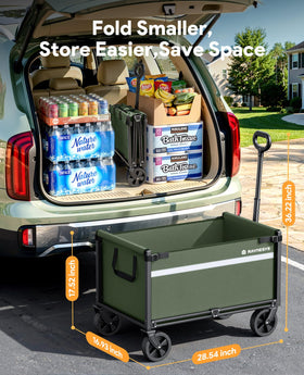 Raynesys wagon used for grocery runs, farmers market, and camping trips.