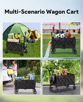 Raynesys wagon in action during camping offers practical transport.