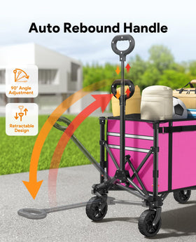 Raynesys pink wagon's 360-degree wheels roll smoothly on varied surfaces