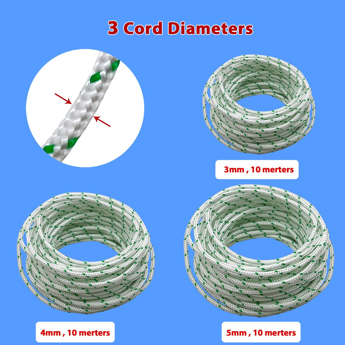 RayTour 3.0mm diameter pull cord suitable for many small engines