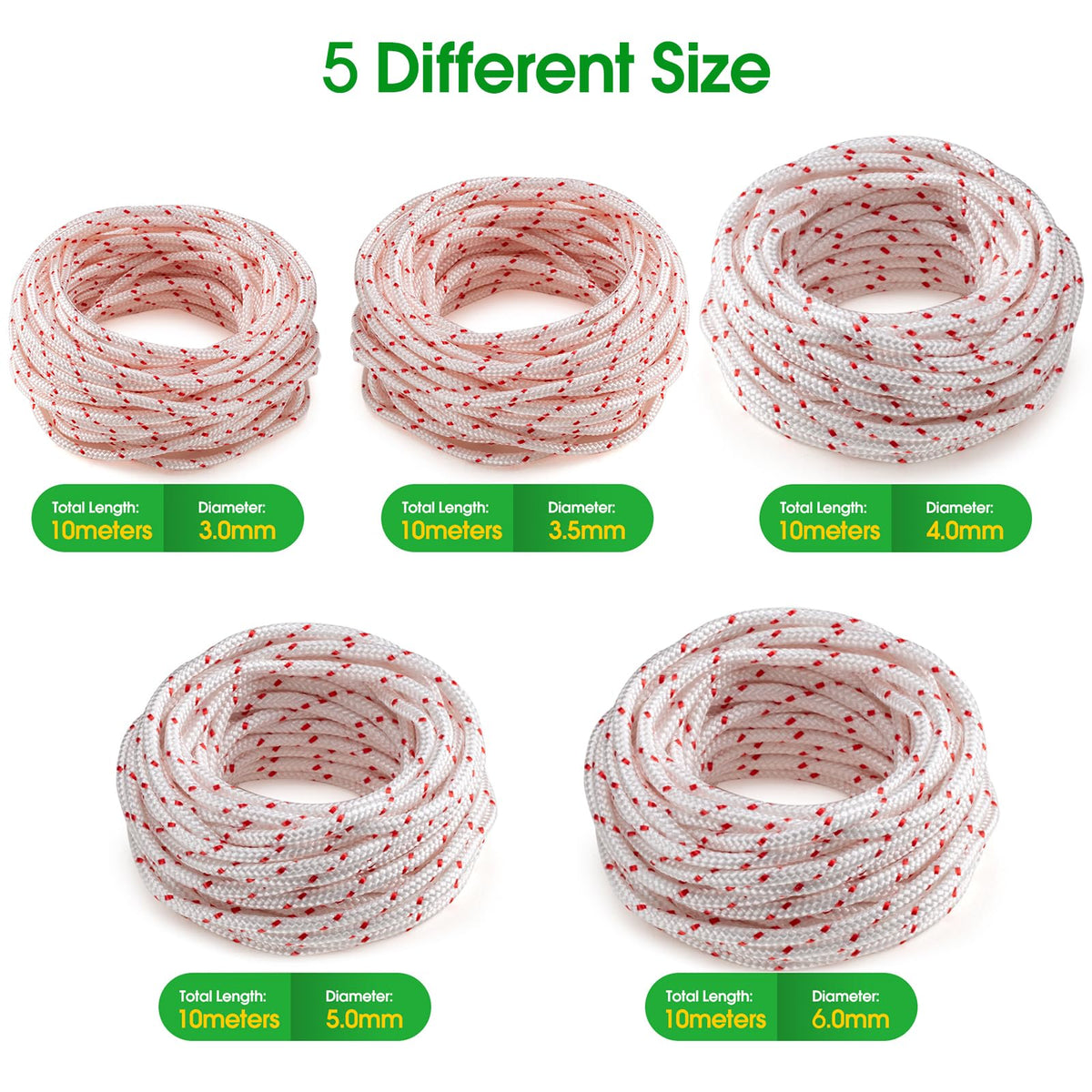 RayTour 5.0mm x 10m recoil cord fits many models for quick starts.