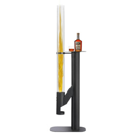 Rayzi 67-Inch Pellet Stove with spiral flame enhances patio ambiance