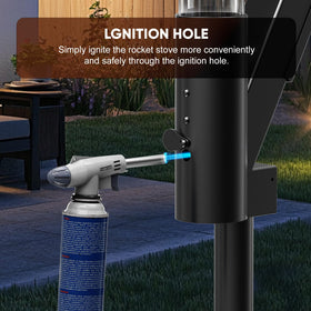 Rayzi pellet stove ash box for easy cleanup after outdoor use