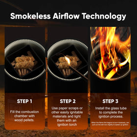 Rayzi Rocket Stove ignition process enables faster start with minimal smoke.