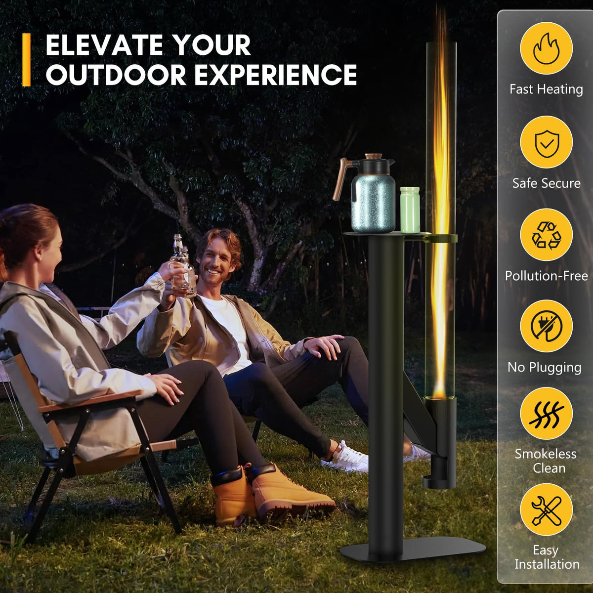 Rayzi smokeless flame minimizes smoke while delivering ambient warmth