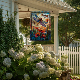 RBAFAO Durable polyester dragonfly flag stands up to weather for porch.