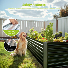 Reachible raised bed height of 2 ft reduces bending during gardening.