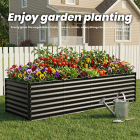 Reachible bed offers 32 cu ft capacity for deep-rooted plants.