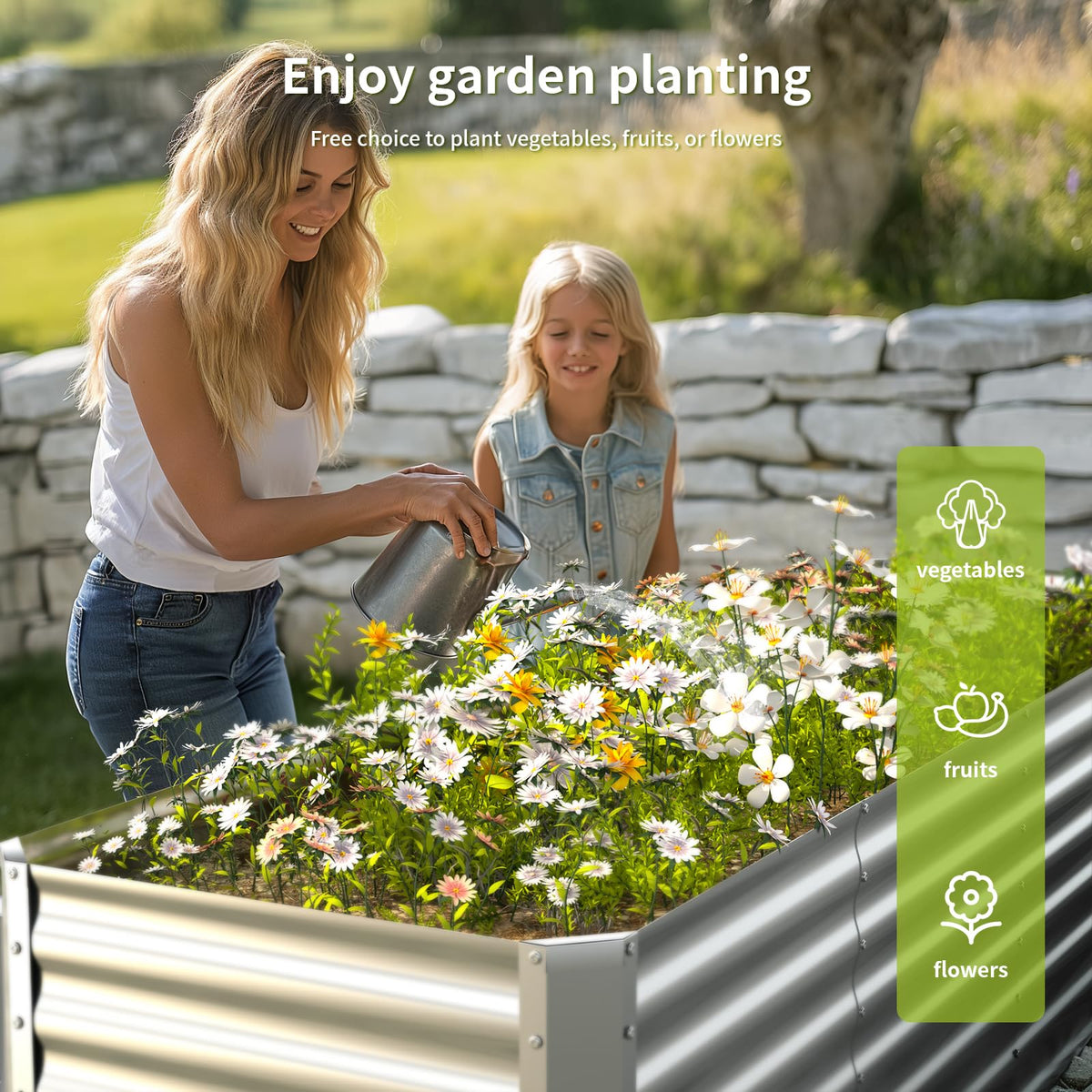 Reachible reinforced steel frame provides sturdy support under heavy soil.