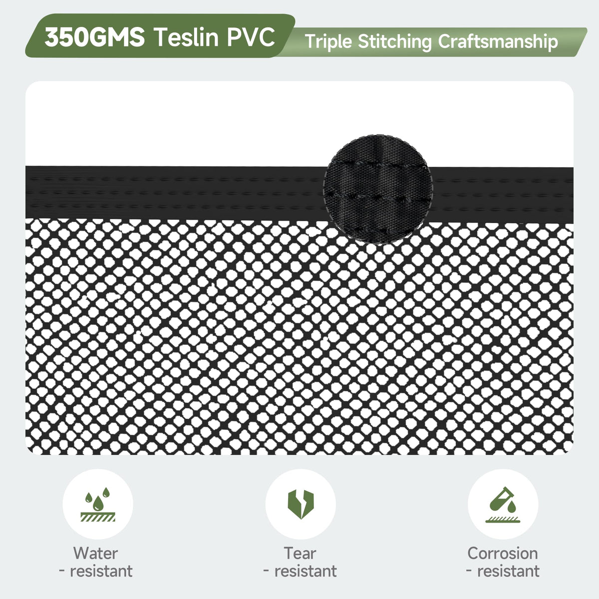 Real Relax mesh features triple stitching for rugged durability