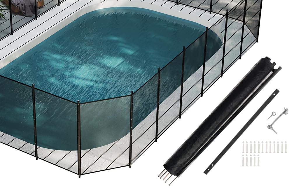 Real Relax pool fence with stainless steel feet for stable outdoor use