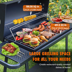 Realcook BBQ Barrel Charcoal Grill adjustable vents allow precise heat control