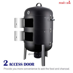 Realcook smoker two doors allow quick checks without heat loss