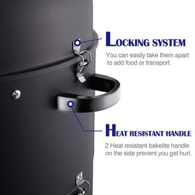 Realcook vertical smoker with hanging racks for tall poultry