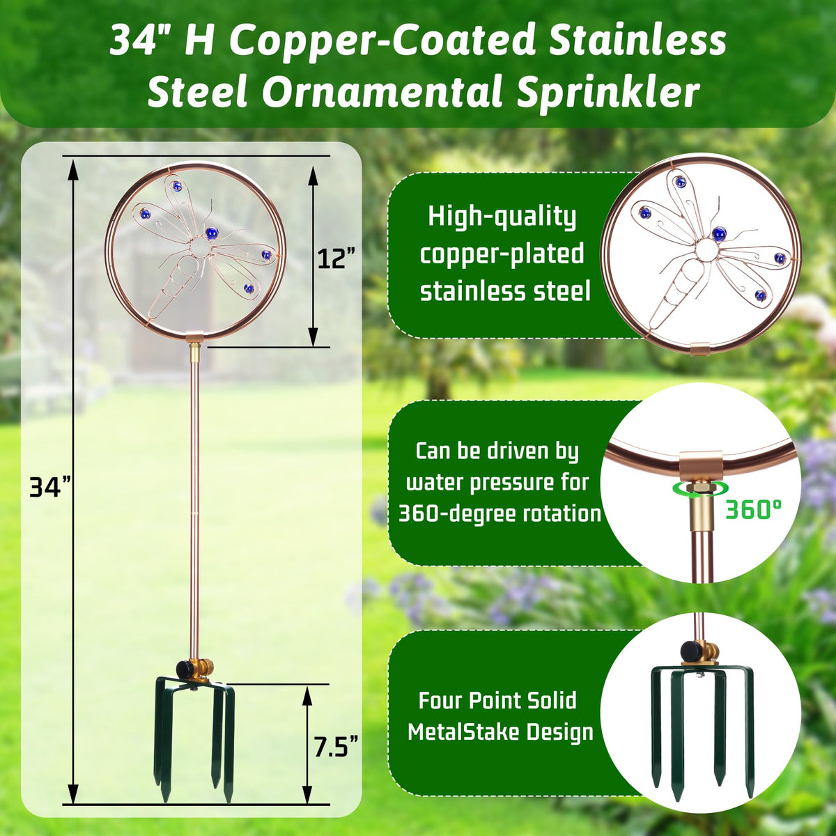 REALDOOGYMX 360-degree rotating spray delivers uniform coverage across lawns.