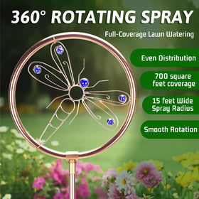 REALDOOGYMX copper-coated stainless steel sprinkler resists rust for outdoor longevity.