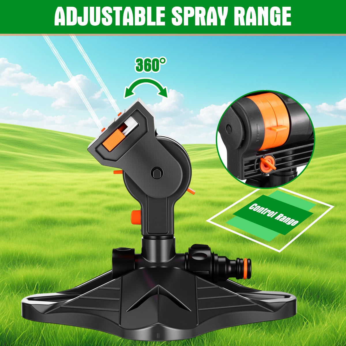 Reallnaive ABS construction provides durable, lightweight sprinklers for quick setup.