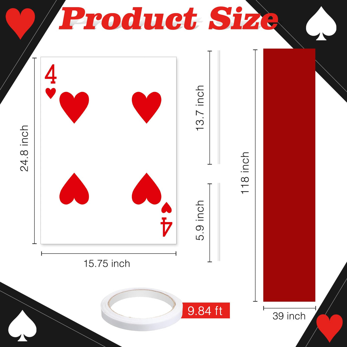 Reallnaive casino poker yard sign spade heart front for eye-catching street decor.