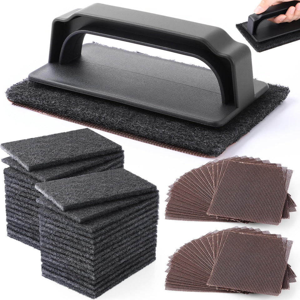 Reallnaive griddle cleaning kit with grill screen holders speeds up kitchen cleanup