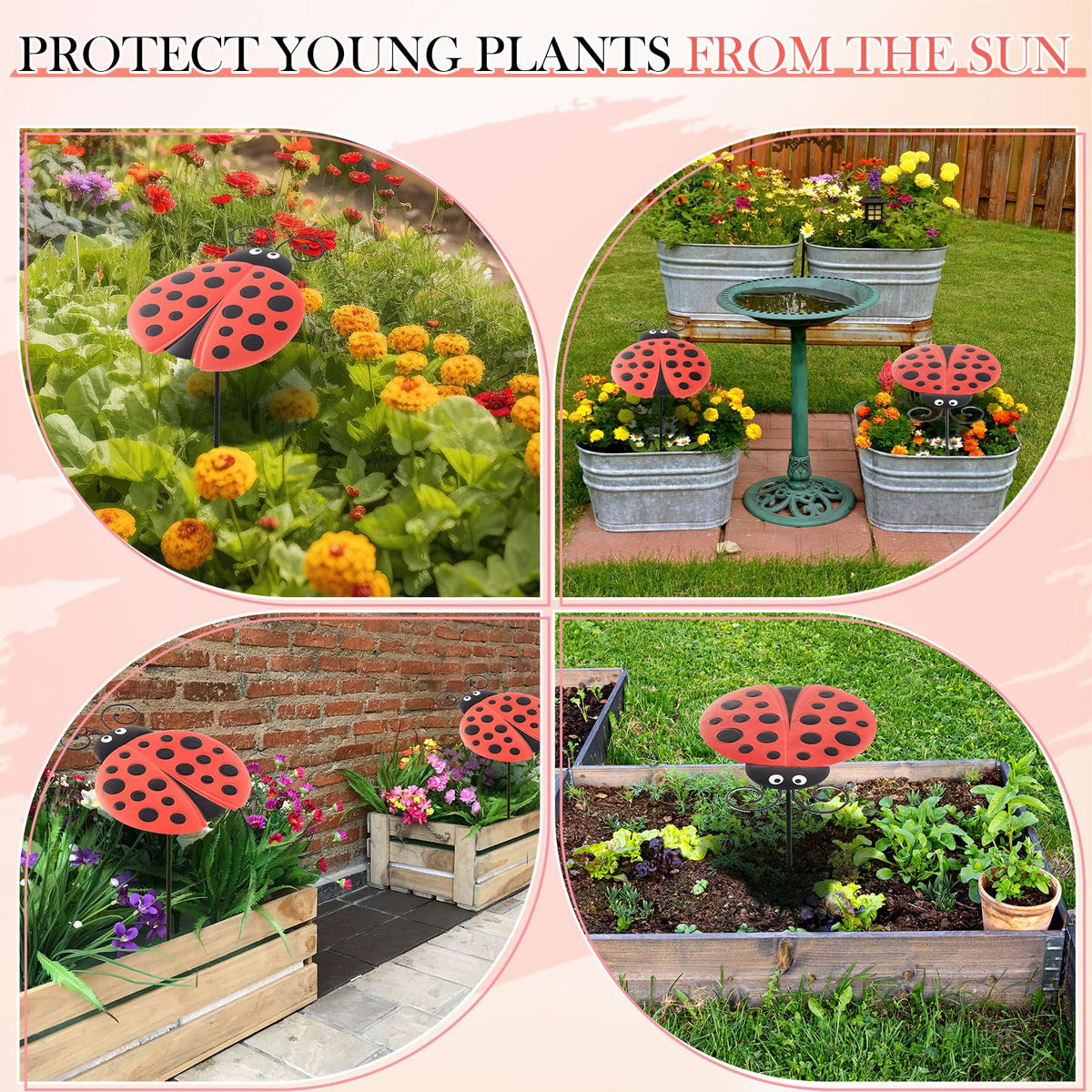 Reallnaive Ladybug plant umbrella waterproof-finish guards against rain and sun