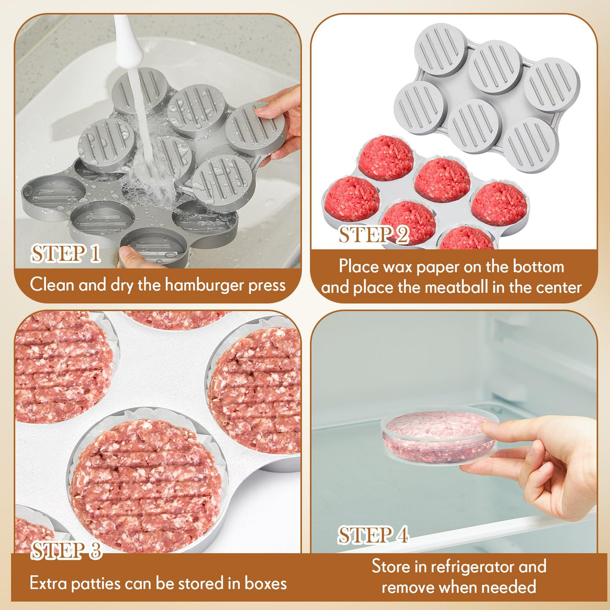 Reallnaive nonstick cast aluminum press for easy patty release.