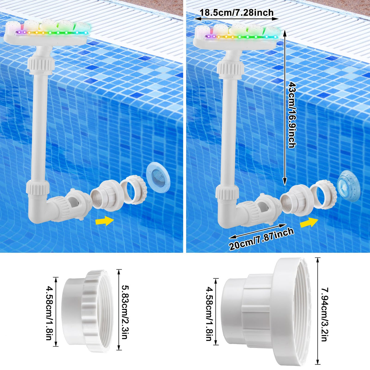Reallnaive pool fountain dimensions fit most pools for easy installation.