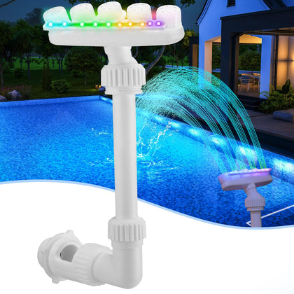 Reallnaive solar pool fountain display shows vibrant water arcs for nighttime ambiance.