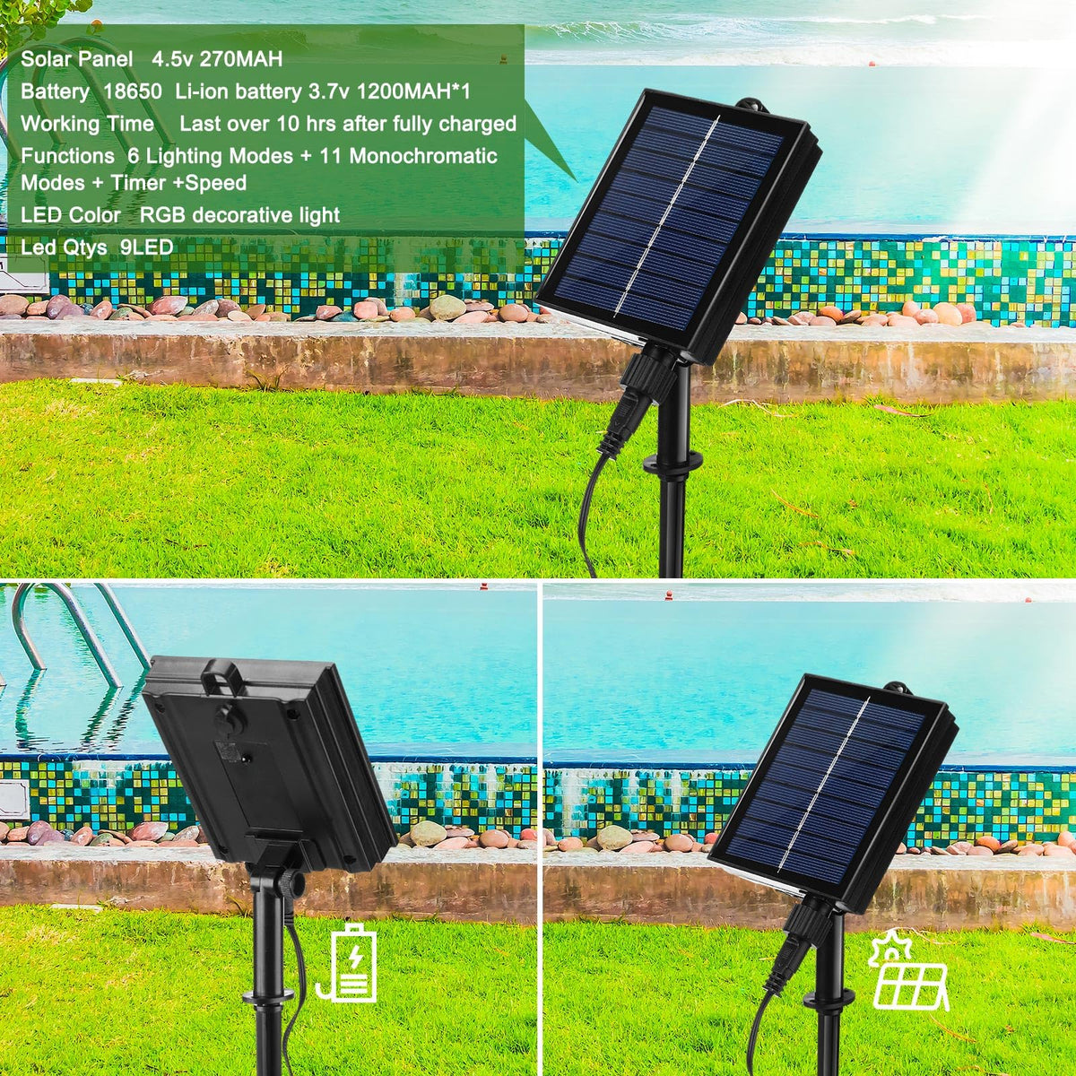 Reallnaive pool fountain USB connector allows flexible power options.