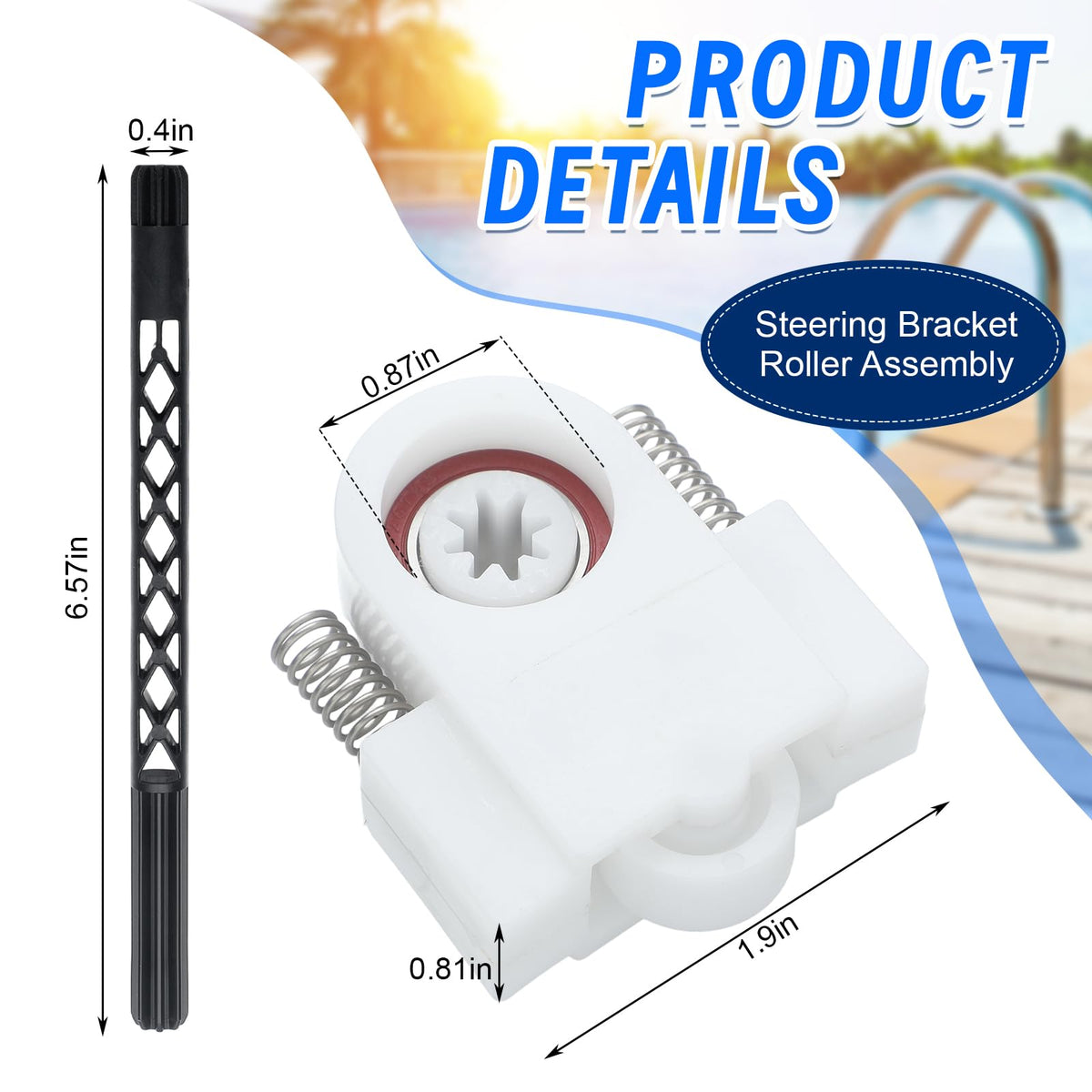 Reallnaive steering bracket roller side view highlights compact design for easy installation.