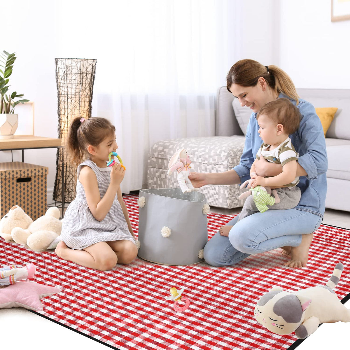 RealPero blanket in a camping or outdoor setting for travel days.