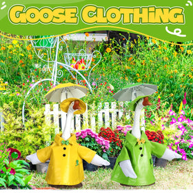 RealSpring goose outfit green hat showcases playful color accents for garden parties