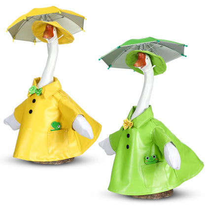 RealSpring goose outfit yellow umbrella on a 23-inch goose adds whimsy to outdoor decor