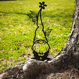 RealSteel weatherproof metal gnomes withstand rain and sun in outdoor spaces.