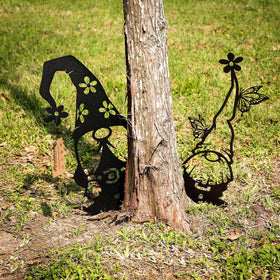 RealSteel whimsical garden gnomes add character to patio and walkway.