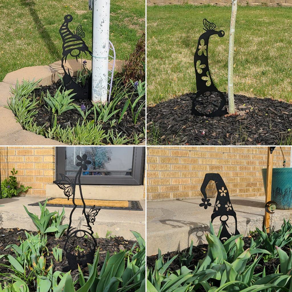 RealSteel yard-art gnome stakes show flexible, seasonal display options.