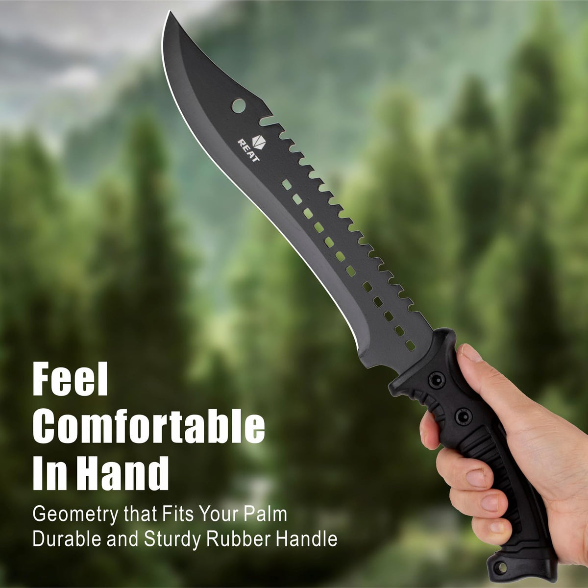 REAT Machete for camping and survival: reliable field tool.