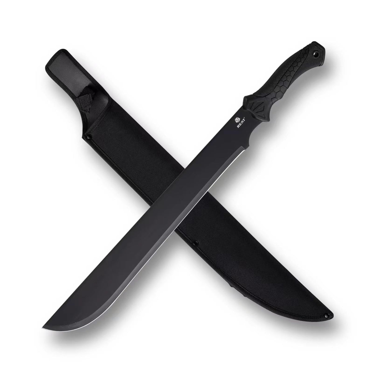 REAT Machete Heavy Duty 24-inch blade for tough outdoor cutting tasks.