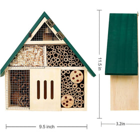 Close-up of natural pine and bamboo compartments in Rebecca Online bee house supporting pollinators
