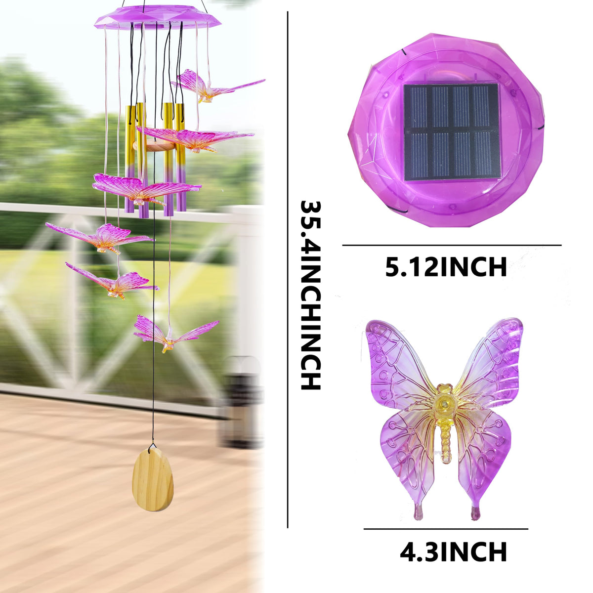 Recall the Past solar-powered wind chime glows at night, creating warm ambiance.