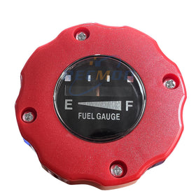 Recmod fuel cap with gauge on a John Deere tractor aids quick fuel checks in the field.