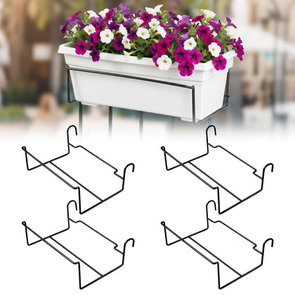 Redbaker railing flower box holder 4-pack mounted on railing for sturdy balcony decor